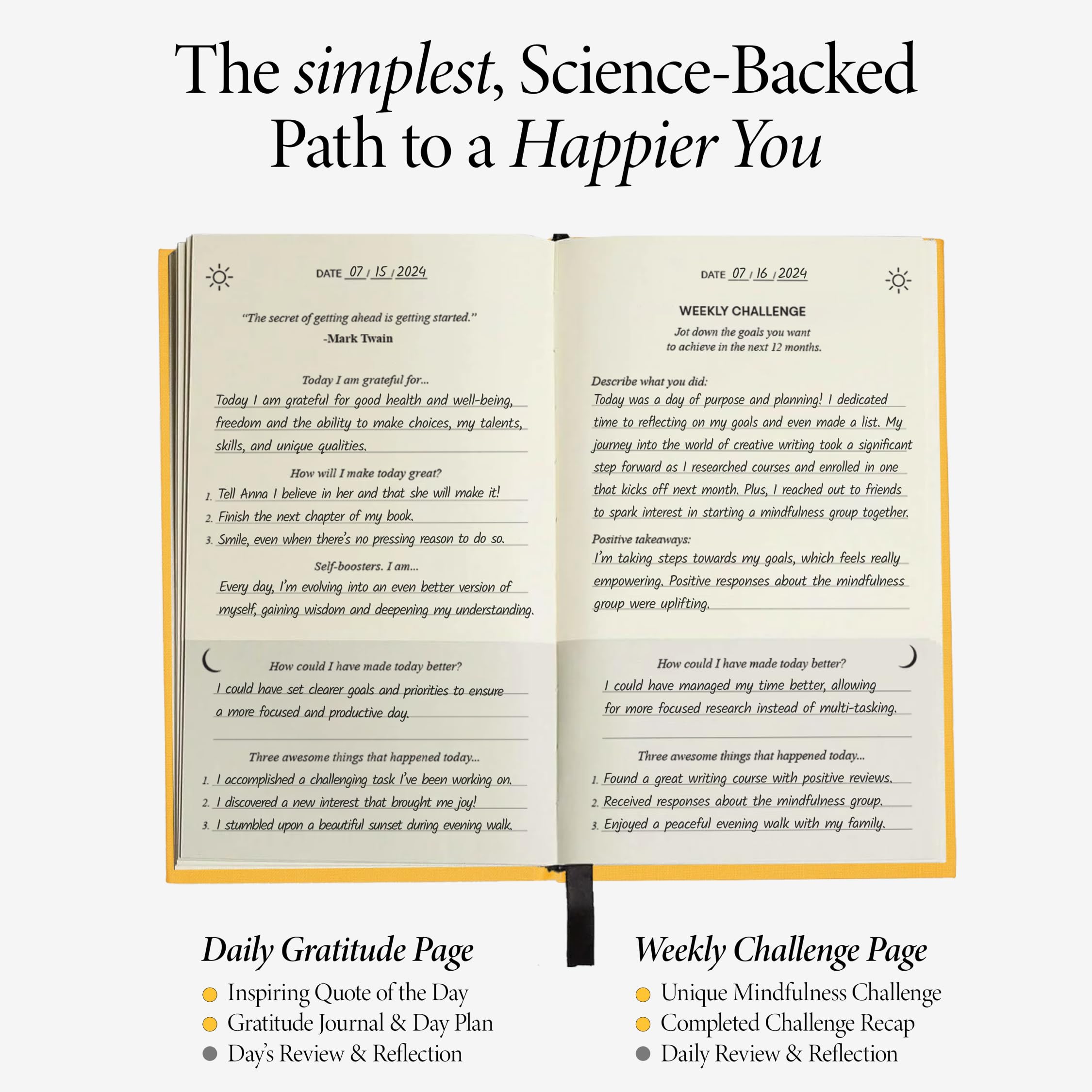 The Original Gratitude Journal 2025 with Inspiring Quotes & Mindful Prompts for Happiness and Positive Mindset - Notebook for Affirmation, Reflection & Optimism - Premium Hardcover Yellow