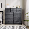 DWVO Dresser with 9 Drawers - Fabric Storage Tower, Organizer Unit for Living Room, Hallway, Closets - Sturdy Steel Frame, Wooden Top & Easy Pull Fabric Bins (Charcoal Black)