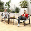 DWVO 3 Pieces Patio Conversation Bistro Set, Textile Patio Furniture Set with Side Table & Headrest Pillows, Outdoor Sectional Sofa for Patio, Balcony, Backyard, Garden, Poolside