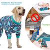 LovinPet Large Dog Clothes, Pet Anxiety Relief, UV Protection, Large Breed Dog Pajamas, Lightweight Stretchy Knit Fabric Onesie, Blue Elephant Print Weimaraner Jammies, Pet PJ's/XXL