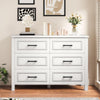 DWVO Farmhouse Wooden Dresser TV Stand with Power Outlet, 6-Drawer Dresser with Large Storage Drawers and Bar Handles, Ideal for Living Room, Hallway, 47.2