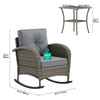 YITAHOME 3-Piece Wicker Rocking Chair Set, Outdoor Patio Furniture Set with Plush Cushions, PE Rattan Bistro Set Including Side Table, Perfect for Garden, Backyard, Porch, and Patio Use, Grey