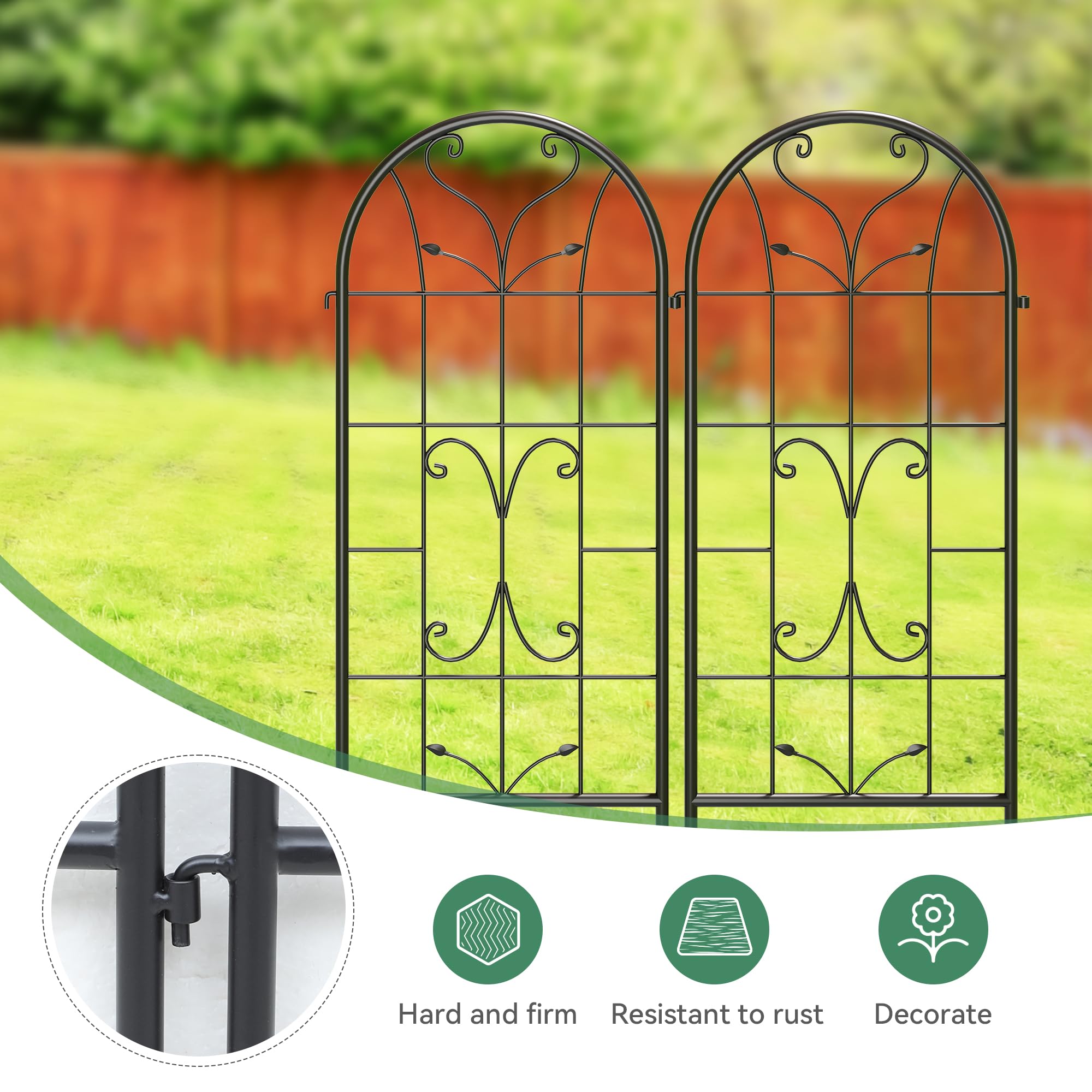 YITAHOME 2 Pack 87x20in Garden Arch Trellises for Supporting Climbing Plants, Roses, Vegetables, Vines, Flowers, Black Metal Garden Trellis for Outdoor Patio