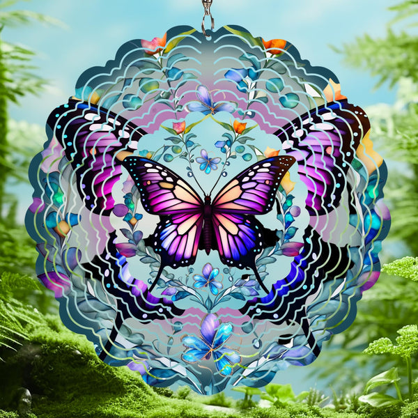 Butterfly Wind Spinners Outdoor - Birthday Gifts for Women Mom Men Garden Decor Gifts, Butterflies Hanging Wind Chimes 12 inch 3D Wind Spinner for Outdoor Decor for Outside, Patio, Yard, Balcony