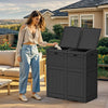 YITAHOME 76 Gallon Dual Compartment Outdoor Trash Can, Resin-Based with Layered Lid and Drip Tray, Waterproof Garbage Bin Black