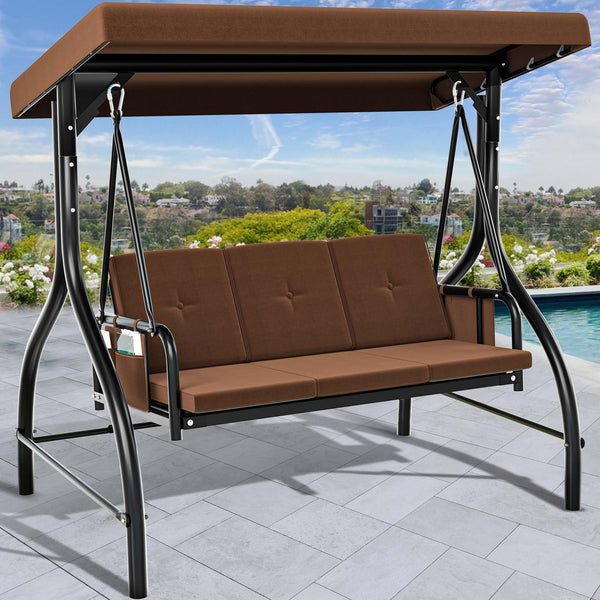 YITAHOME Porch Swing Outdoor Patio Swing with Adjustable Canopy Removable Cushion