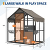 Aluminum Walk-In Large Outdoor Cat Enclosure, Large Outdoor Catio for Multiple Cats, Outside Cattery with Weatherproof Roof with Channels, Side Door, UV Proof Cover, Huge Condo, Platform
