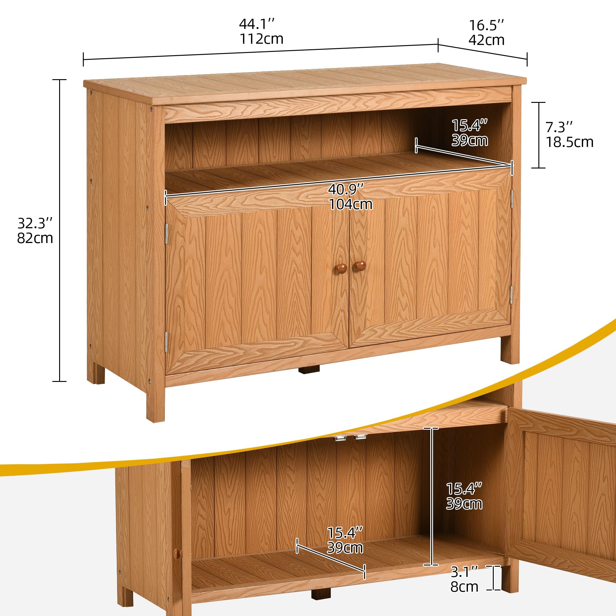 DWVO Poly Lumber Outdoor Sideboard, Patio Bar Table with Storage and Shelves, Weather Resistant Storage Cabinet for Outdoor, Pool and Garden - Brown