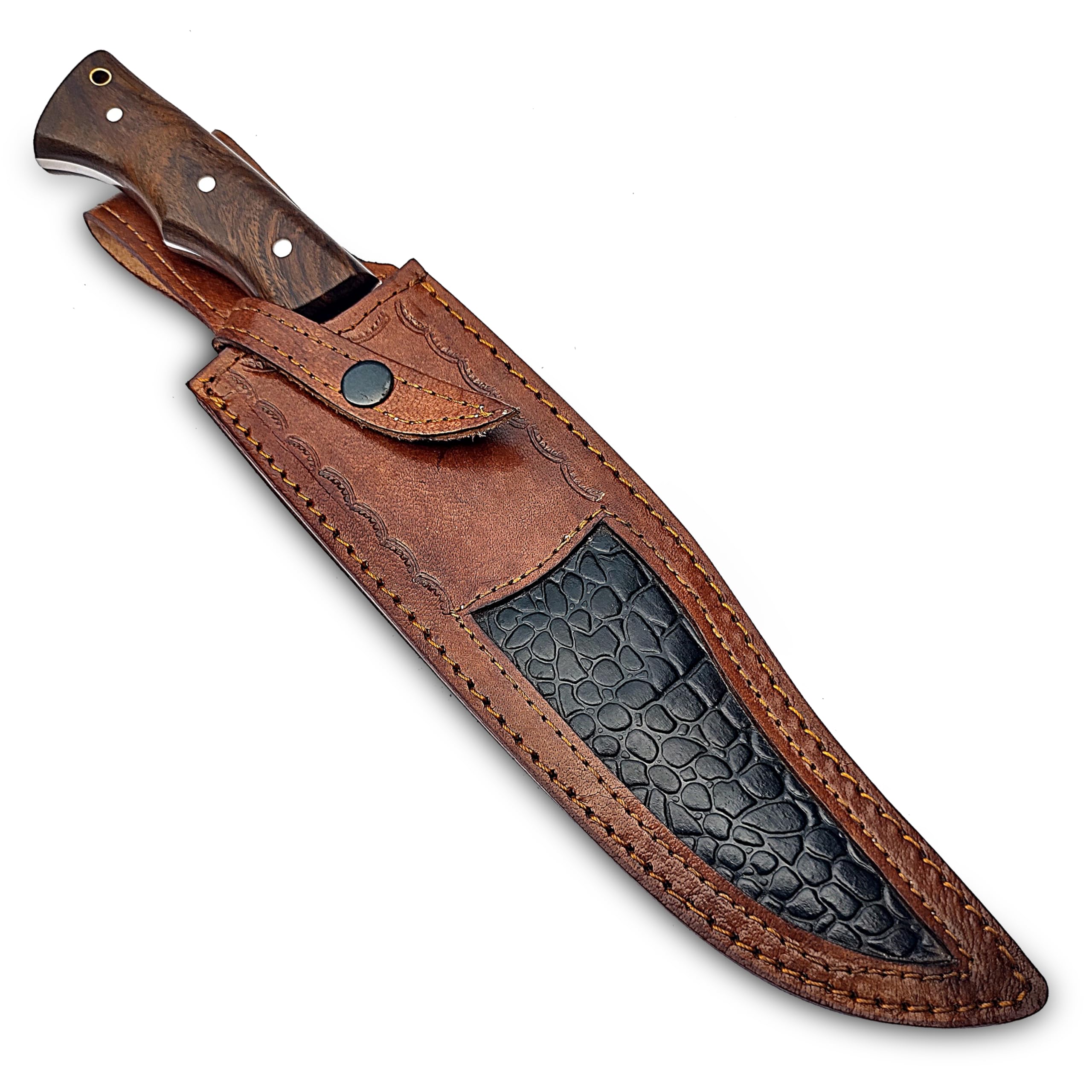 WARIVO KNIFE Handmade D2 Steel 14 Inch Full Tang Bowie Knife with leather sheath, Hunting knife with Wood Handle used for Bushcraft, Outdoor, Camping, Survival