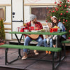 YITAHOME Picnic Table 6ft Heavy Duty Outdoor Picnic Table and Bench Resin Tabletop & Stable Steel Frame w/Umbrella Hole for Yard Patio Lawn Party Green