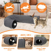 PAOPO Cat Tunnel, 2-Way Collapsible Cat Tube with Interactive Peek-A-Boo Hole, Toy Ball, and Rope – Ideal for Indoor Cats, Kittens, and Rabbits, Dark Gray