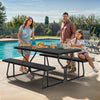 YITAHOME Picnic Table Heavy Duty Outdoor Picnic Table and Bench with Weather Resistant Resin Tabletop & Stable Steel Frame for Yard Patio Lawn Party Black
