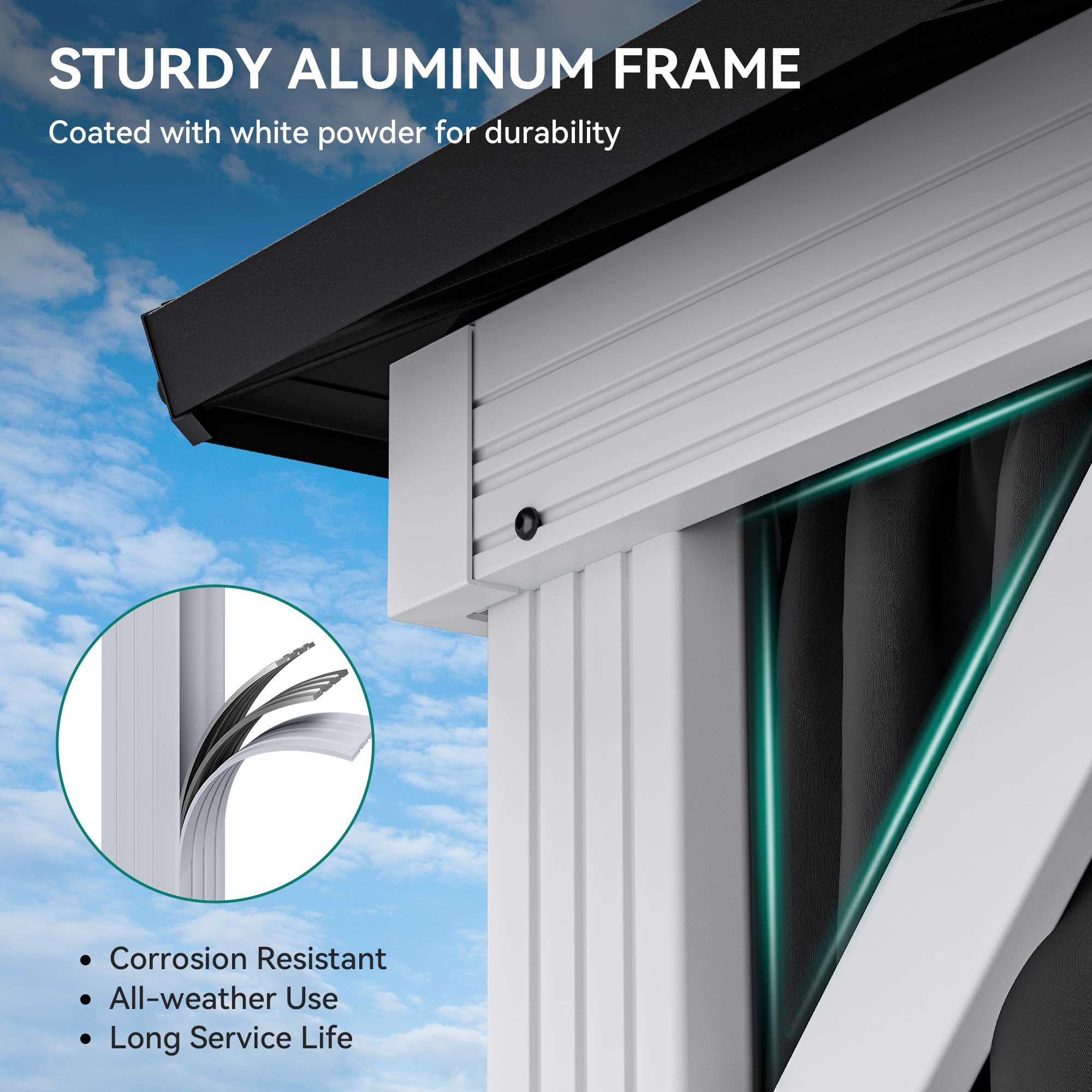 YITAHOME 10X12FT White Hardtop Metal Gazebo Patios Double Roof Canopy Aluminum Frame Garden Gazebo Tent Curtains Netting for Patios Backyards Decks Lawns