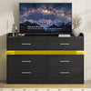 DWVO 6 Drawer Dresser, Modern Dresser Chest of Drawers, Wide Drawer Organizer Cabinet with Top Storage Shelf, Black