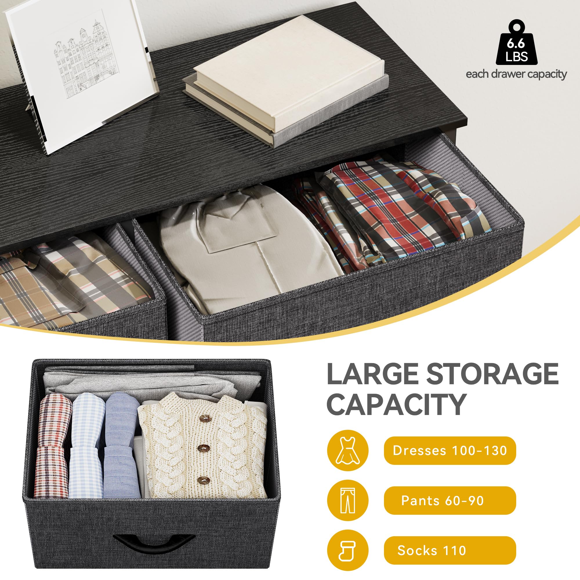DWVO 9 Drawers Dresser for Bedroom, Fabric Storage Tower for Living Room, Entryway