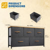DWVO Dresser TV Stand, Fabric Tower with 5 Drawers, Dresser for Bedroom, Storage Tower, Chest of Drawers for Closet