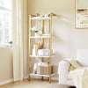 GarveeHome 4 Tier Ladder Shelf, Free Standing Gold Book Shelf, Gold Bookcase with Metal Frame, Display Bookcase, Plant Rack, Accent Furniture for Home Office, White and Golden
