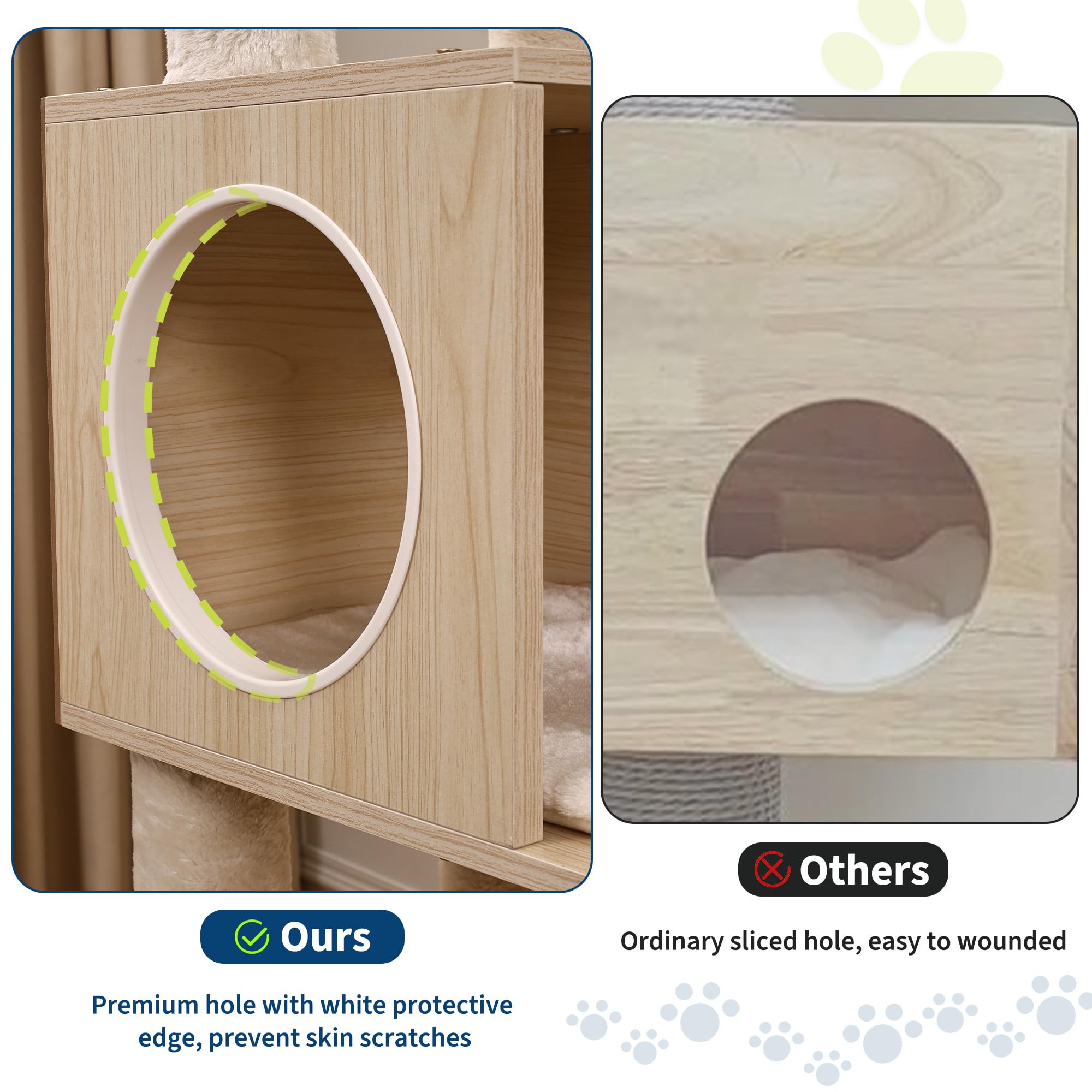 Cat Tree with Litter Box Enclosure, 2-in-1 Modern Cat Tower, 66.9-Inch Tall Cat Condo with Scratching Posts, Perch, Caves,Rattan Nest，Burlywood