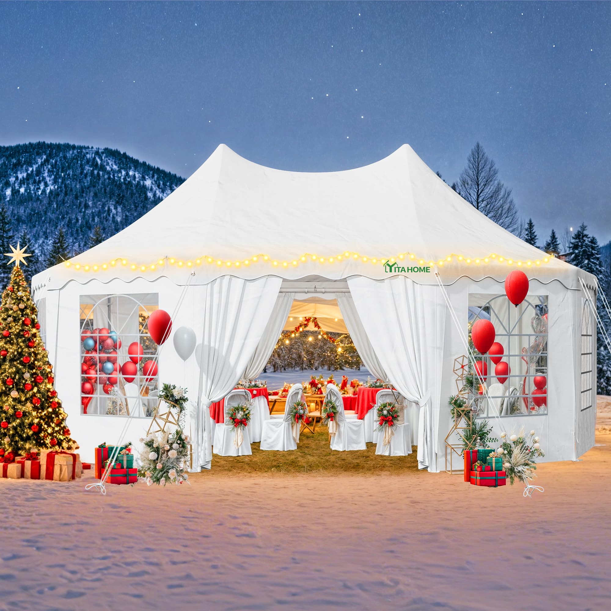 YITAHOME 22x16FT Party Tent Heavy Duty Wedding Canopy Event Shelter Upgraded Ripple Gazebo Large with Roof Removable Sidewalls Commercial