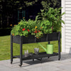 DWVO 47x18x31in Raised Garden Bed, Double Tier Planters with Wheels, Mobile Garden Planter Box for Outdoor/Indoor, Heavy Duty Casters with Brakes, HIPS Poly Wood, Black