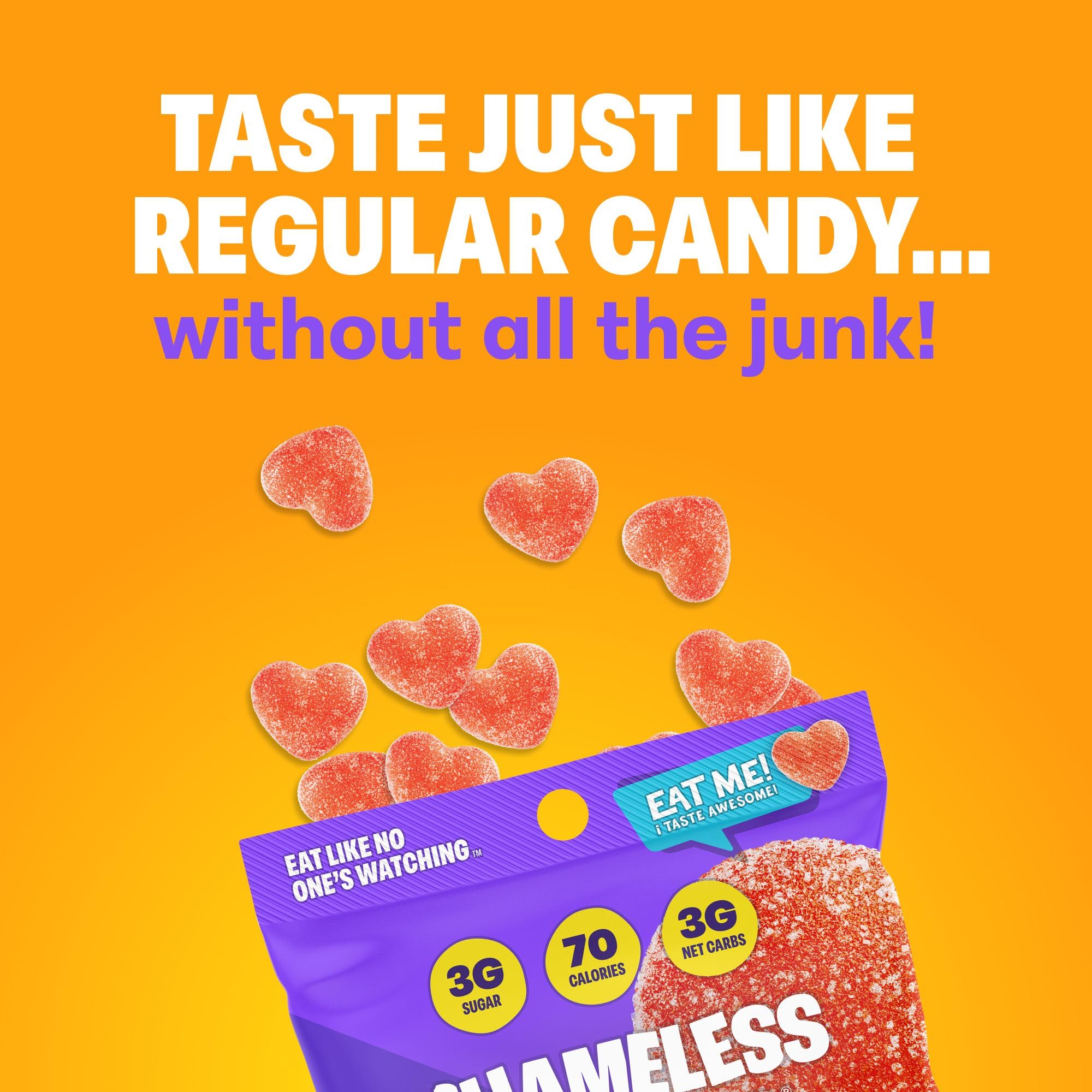 Shameless Snacks - Healthy Low Calorie Snacks, Low Carb Keto Gummies (Gluten Free) - 6 Pack OMG Peach