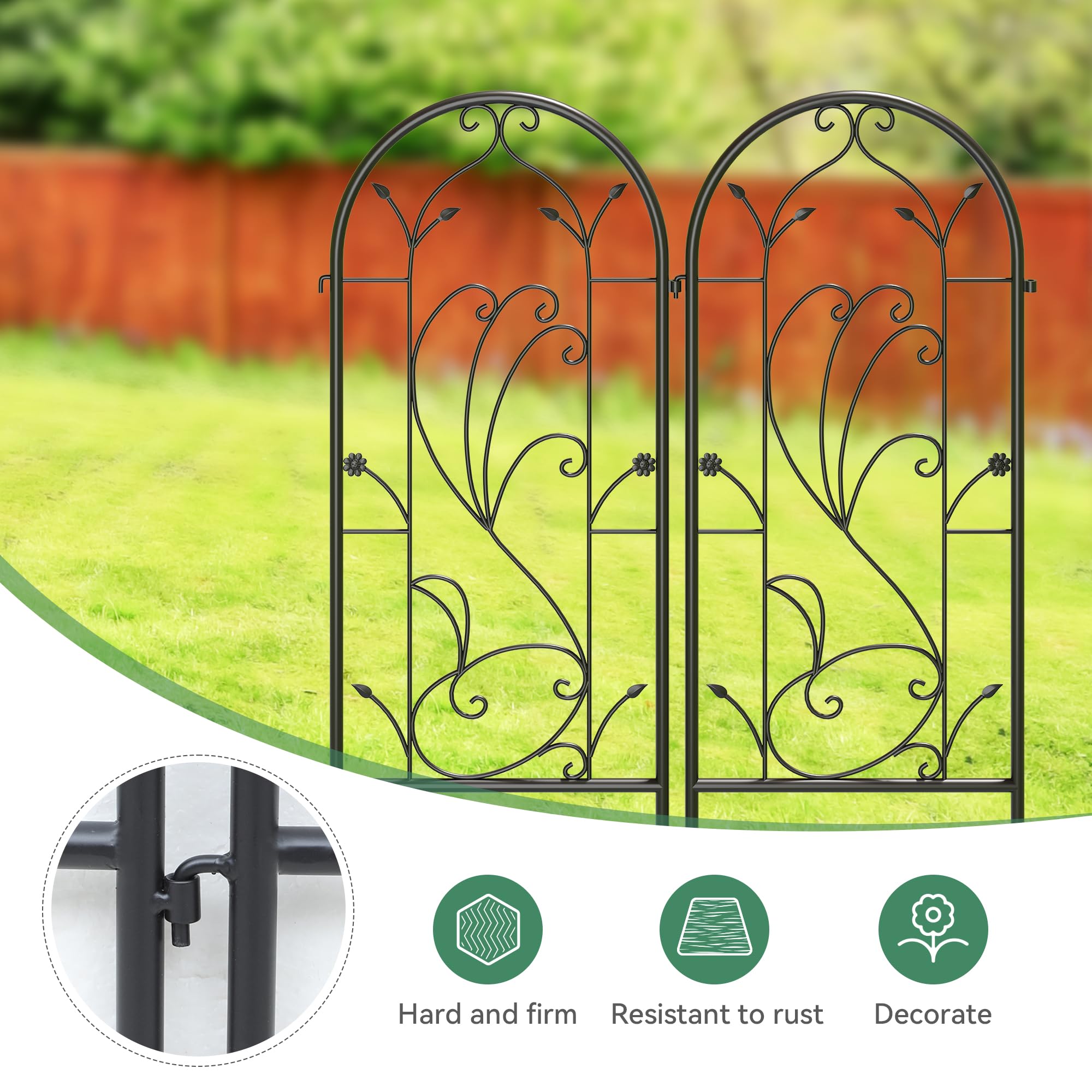YITAHOME 2 Pack 87x20in Trellises for Cllimbing Plants, Roses, Vegetables, Vines, Flowers, Black Metal Coated Rustproof Garden Trellis for Outdoor Patio
