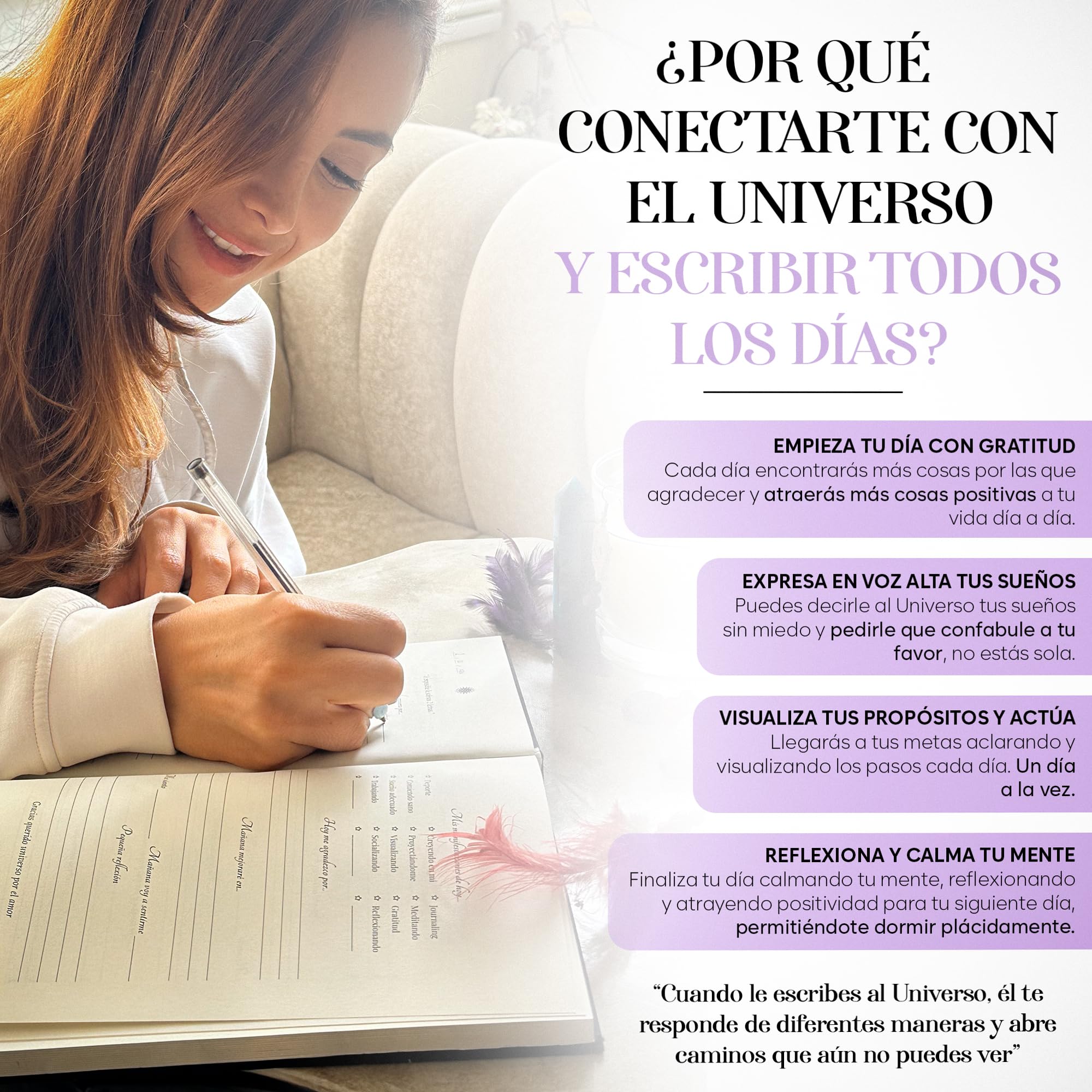 Gratitude and Manifestation Journal for Women - Dialogues with the Universe for Wellness with Positive Affirmations - Mindfulness without Anxiety 90 Days to the Life of your Dreams SPANISH VERSION