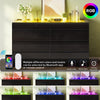 DWVO 8 Drawer Dresser, Black Dresser, Modern 8 Chest of Drawers with Deep Drawers Glass Top High Gloss Surface, Storage Organizer Cabinet for Living Room
