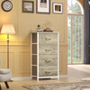 DWVO Dresser with 4 Drawers - Fabric Storage Tower, Organizer Unit for Bedroom, Hallway, Hallway, Closets - Sturdy Steel Frame, Wooden Top & Easy Pull Fabric Bins