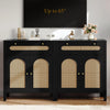 DWVO Rattan Drawer Dresser with Doors and Adjustable Shelves - Bathroom Cabinet with Large Drawer-Accent Cabinet Sideboard for Living Room/Entryway - Black