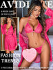 Avidlove Women Sexy Lingerie Set 3 Piece Bra and Panty Sets & Lace Kimono Robe Sleepwear Mesh Nightgown