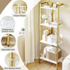 GarveeHome 4 Tier Ladder Shelf, Free Standing Gold Book Shelf, Gold Bookcase with Metal Frame, Display Bookcase, Plant Rack, Accent Furniture for Home Office, White and Golden