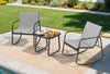YITAHOME 3 Piece Patio Furniture Set, Small Outdoor Conversation Set with Textilene Fabric Bistro Rocking Chairs and Glass Table for Balcony Backyard Lawn Porch Garden Poolside (Grey)