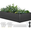 YITAHOME 96x48x24 in Galvanized Raised Garden Bed Kit, Large Metal Planter Box with Gloves, Safety Rubber & Support Rod, Outdoor Flower Bed for Plants Vegetables, Black