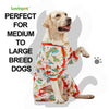 LovinPet Large Dog Pajamas, Undershirt for Dog Coats, Anti Licking, Pitbull Clothes, Pet Anxiety Calming Onesies for Dogs, White Dinos Print, Pet Pajamas for Dogs, Pitbull Shirt, M
