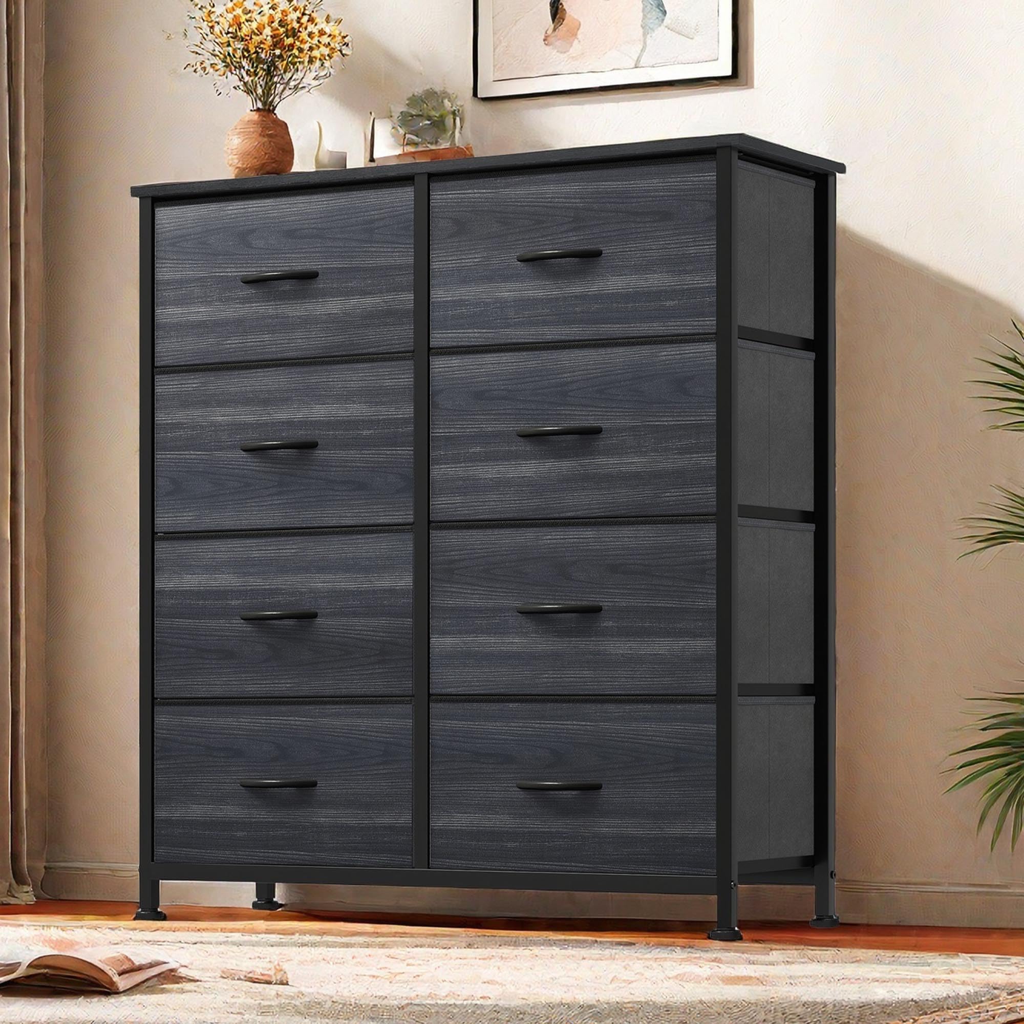 GOOBED Dresser with 8 Drawers - Fabric Storage Tower, Organizer Unit for Hallway, Closets - Sturdy Steel Frame, Wooden Top & Easy Pull Fabric Bins