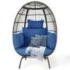 YITAHOME Accent Living Room Egg Chair, Wicker Oversized Basket Chair with 5 Thick Cushions, Comfy Recliner Lazy Chair for Indoor, Bedroom, Reading Room, Lounge (Blue)