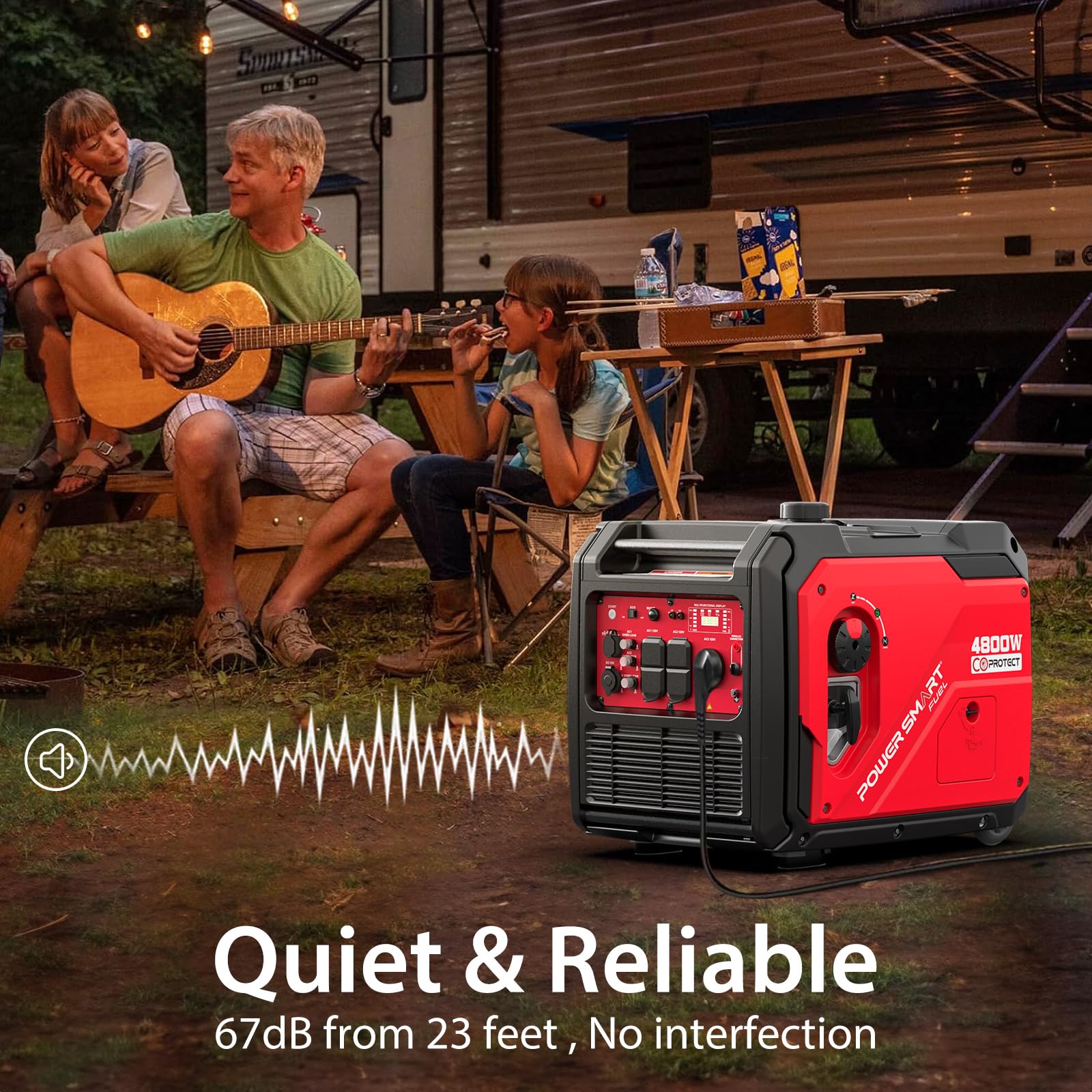 PowerSmart 5000-Watt Portable Inverter Generator with CO Protect, Electric Start, Super Quiet, 30 Amp RV Ready, Parallel Capable, Eco-Model Wheel Handle Kit
