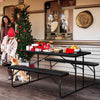 YITAHOME 6FT Large Folding Picnic Table w/Easy Assembly Steel Frame & Wood Like Tabletop, All Weather Folding Picnic Tables with Benches Ideal for Yard Patio Lawn Party, Black