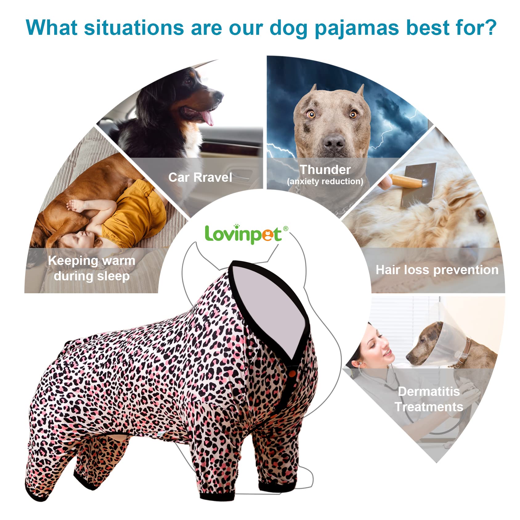 LovinPet Dog Pajamas Lovinpet Large, Double Brushed Stretch Knit, Neon Pink Cheetah Print, UV Protection, Pet Anxiety Lightweight Pullover Pet Pajamas, Full Coverage Dog Pjs,Leopard Pink XL