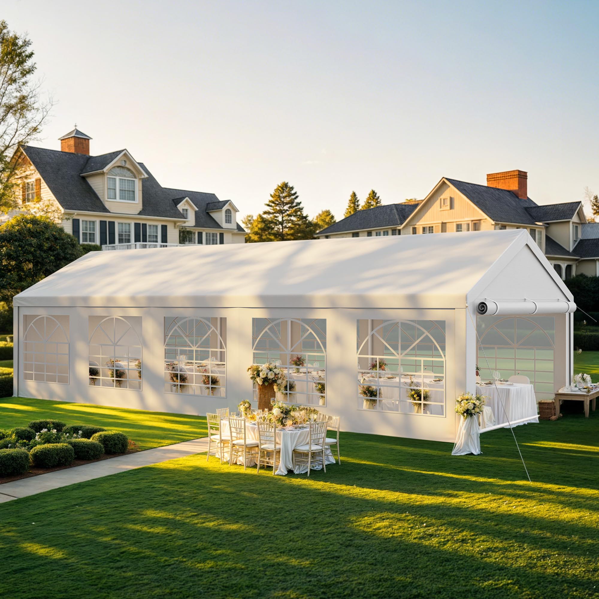 YITAHOME 16x32ft Party Tent Heavy Duty Outdoor Wedding Tent Canopy Event Shelters Upgraded Galvanized Steel Carport with Removable Sidewall Windows for Commercial and Parties, White