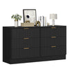 DWVO 6 Drawer Dressers, Chest of Drawers with Fluted Panel, Wide Versatile Storage Dresser Organizer for Living Room, Kitchen and Office, Black