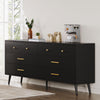 DWVO Black 6 Drawers Dresser/Modern Wood Dresser Chest of Drawers with Black Metal Handle＆Anti-Tipping Device/Modern Double Storage Cabinet for Entryway/Living Room