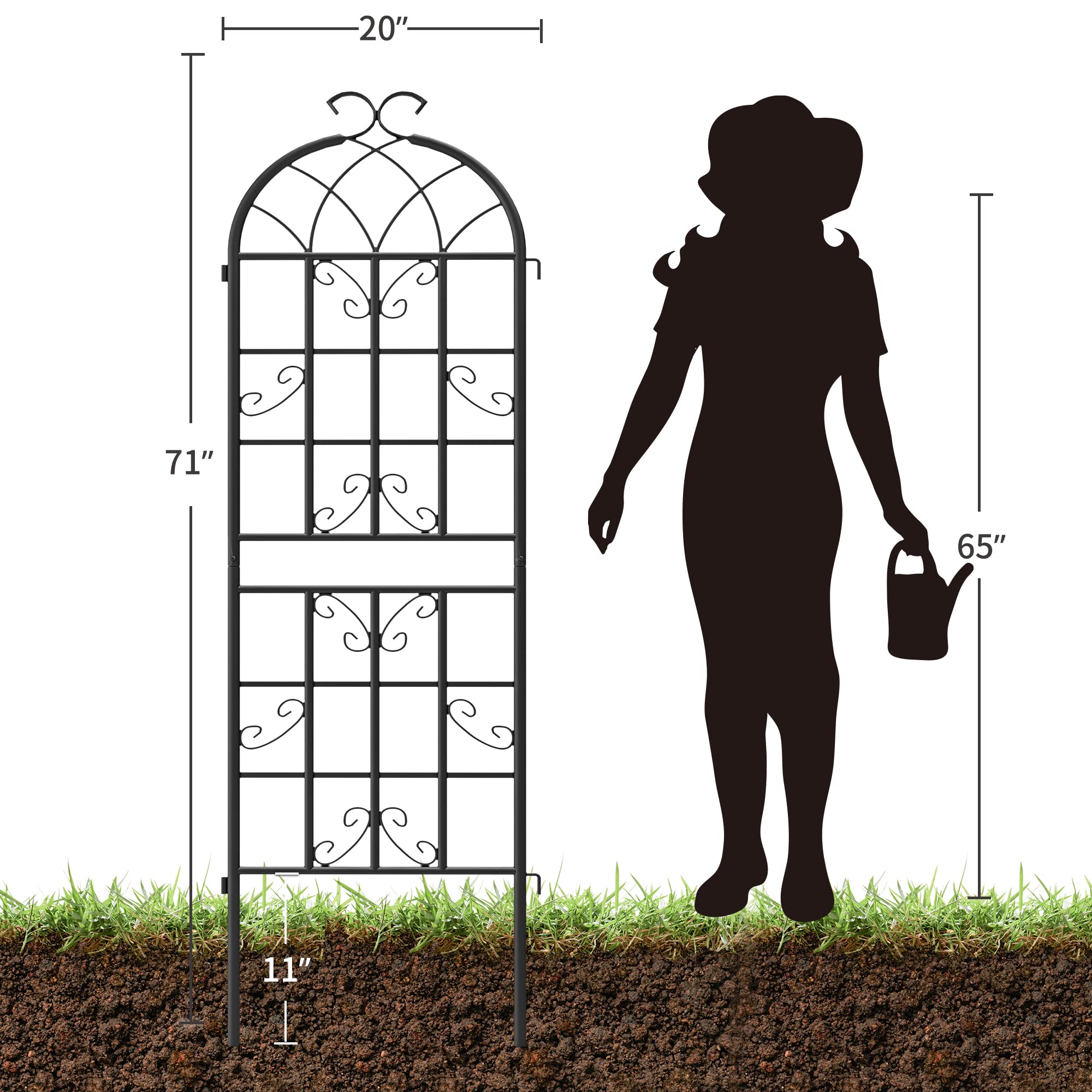 YITAHOME Garden Trellis Garden Fencing for Climbing Plants 4 Pack Decorative Plant Trellis Vegetables and Flower Trellis for Outdoor Patio-19.7×70.9 inches