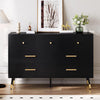 DWVO Black Dresser,7 Drawer Dresser with Wide Drawers and Gold Metal Handles, Wood Dressers & Chest of Hallway, Entryway