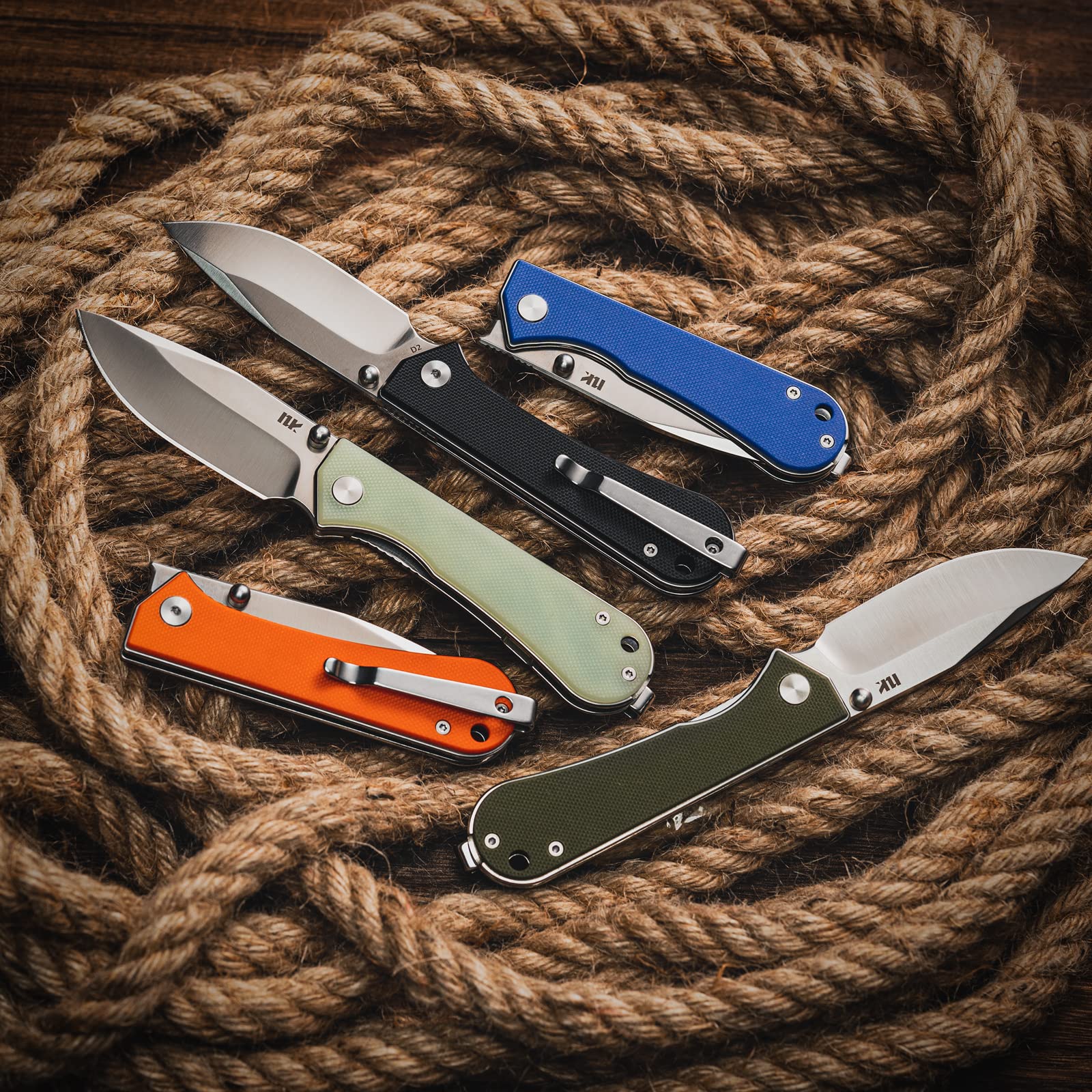NUKNIVES S13 Kumpanter Folding Pocket Knife with 2.9'' D2 Blade, Liner Lock EDC Knife with Thumb Stud Opener, Caming Hiking Pocket Knife for Men Women