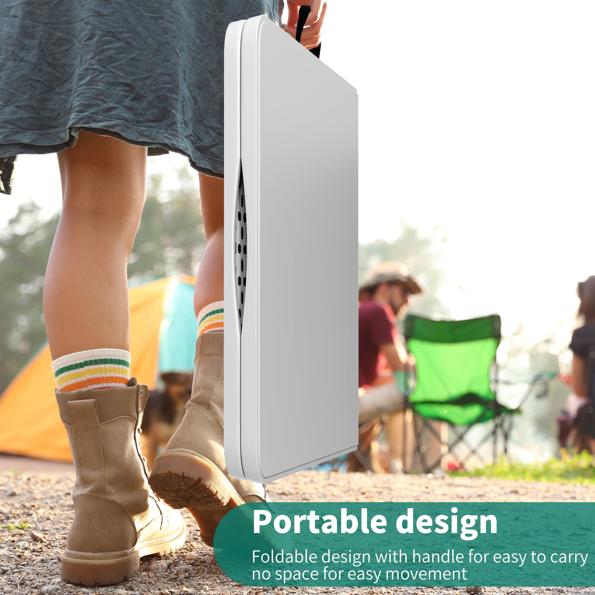 YITAHOME 6ft Folding Table, Heavy Duty Picnic Table w/1.5" Thick Tabletop, Portable Outdoor Folding Table w/Carrying Handle for Camping Picnic Parties/Indoor Events, White