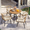 YITAHOME Rattan Outdoor Dining Chairs Set of 4 with Curved Back & Cushions Wicker Bistro Chairs with Armrest Woven Rattan Chair All-Weather Wicker Patio Dining Chair for Outdoor/Indoor, Beige