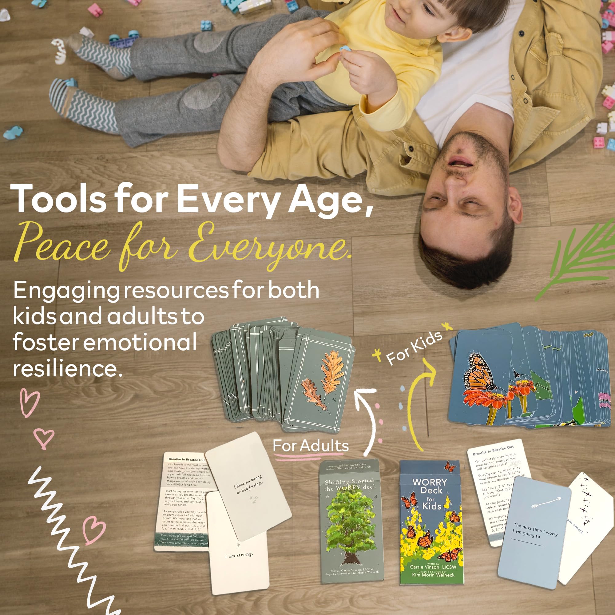 Worry Less Kids Deck - Emotional Regulation Tools for Kids, 52 Therapy Cards with Affirmations & Coping Skills, Helps Children Talk About Feelings, Ideal Tools for Health Therapists