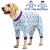 LovinPet Large Dog Pajamas PJS, Wound Care/Post Surgical Recovery Shirt for Big Dogs, Lightweight Stretchy Pullover Dog Onesie, Stop Shedding for Dogs, Magical Unicorn Rainbow Print, Pet PJ's, 2XL
